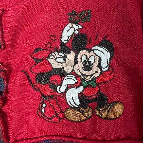 Disney Mickey & Minnie Mouse Mistletoe Plaid Red Puff Sleeve Nightgown Girls 7/8 - Picture 7 of 8